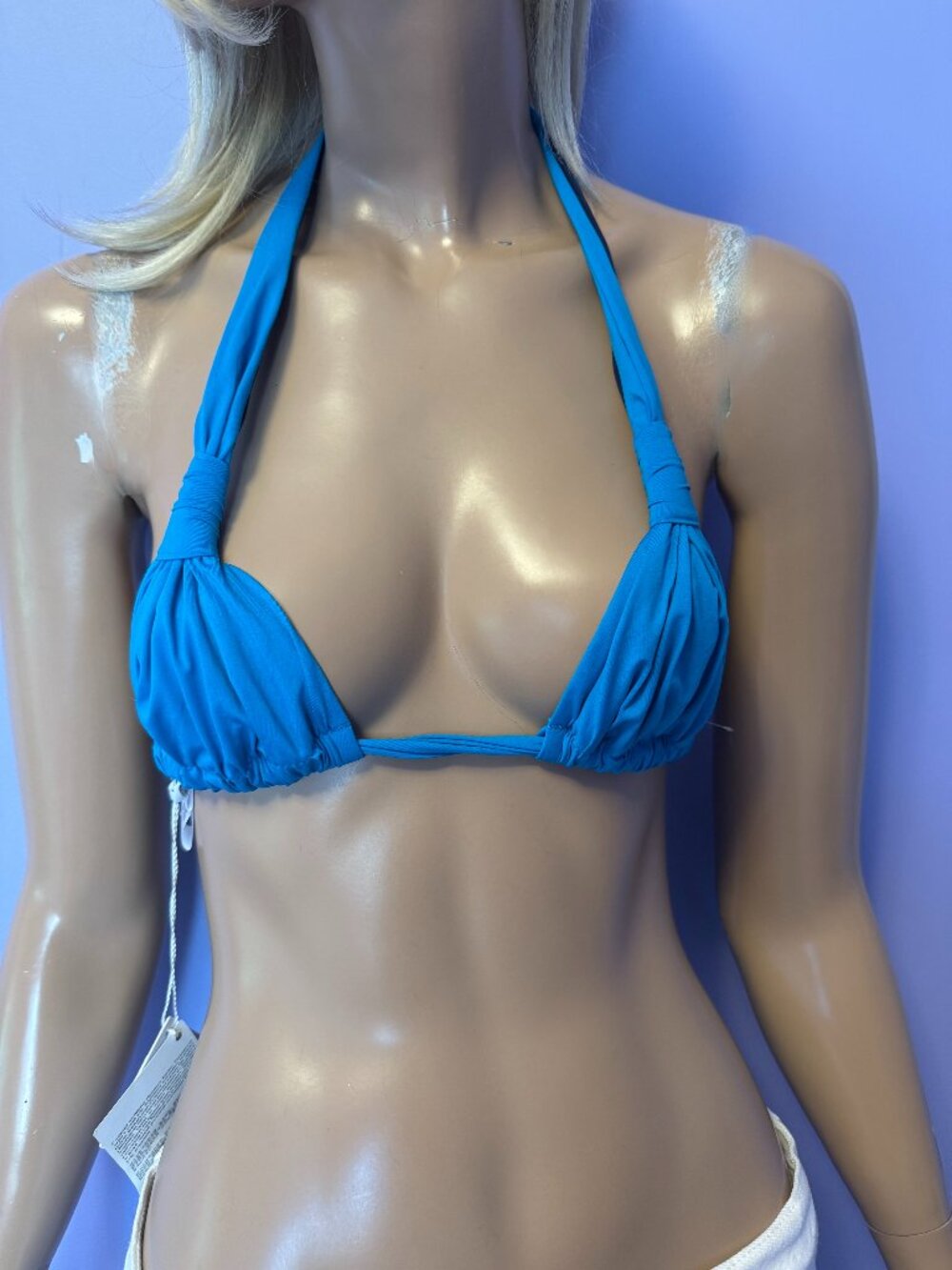 LA PERLA TURQUOISE MICRO STRING DRAPE TRIANGLE BIKINI TOP  NWT 38 B $250